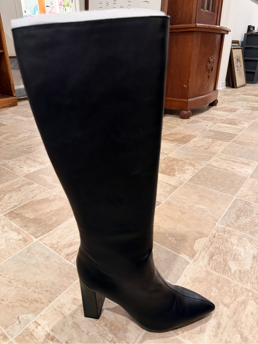 Wild Pair Black Over-the-Knee Pointed Toe Block Heel Boots